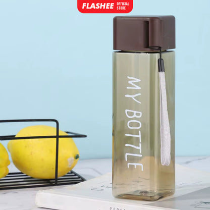 Flashee My Bottle Kotak Botol Minum Transparan 500ml Botol Persegi Plastik