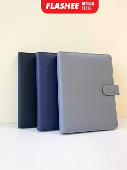 Flashee Binder Kulit Polos Premium A5 20 Ring Cover Buku Agenda Kuliah