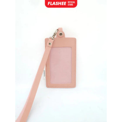 Flashee Name Tag Kulit ID Card Holder Kancing Dean Lanyard Mika Satu Sisi NameTag Kulit Kancing