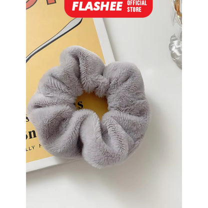 Flashee Ikat Rambut Korea Scrunchie Hijab Kunciran Lingkar Besar Bulu Cepol Aksesoris Rambut Fashion