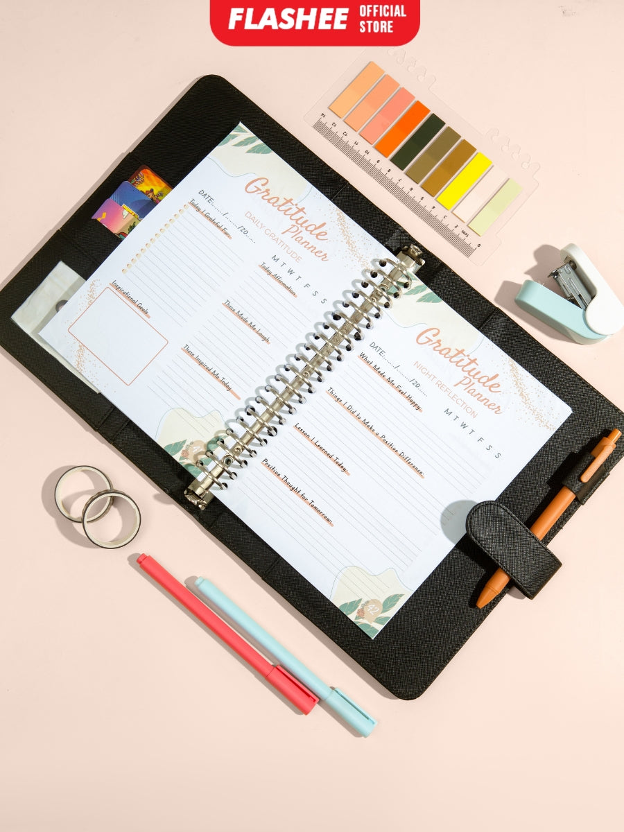 Flashee Loose Leaf Binder Gratitude Planner A5 HVS 100 Gsm Kertas Planner Binder B5 Refill Binder