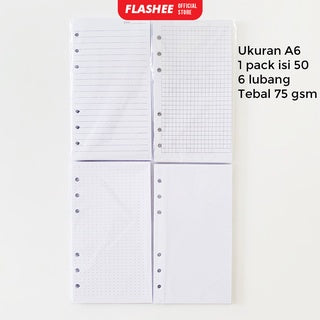 Loose Leaf A6 Isi Kertas Binder  File A6 Ring Polos