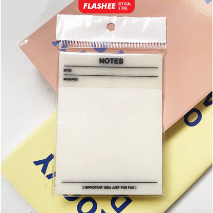 Flashee Sticky Notes Transparan Anti Air Memo Bening Permukaan Halus Sticky Notes Pembatas