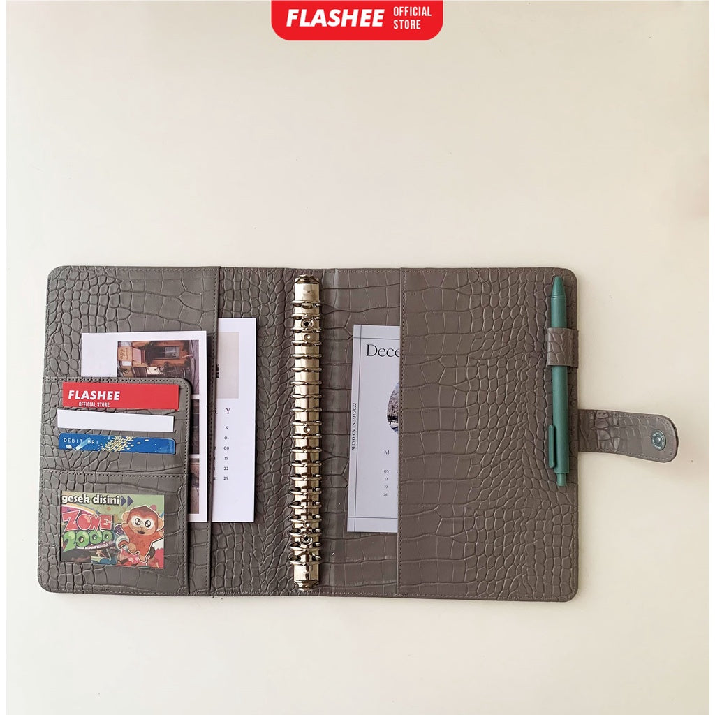 Flashee Binder Polos Eksklusif A5 20 Ring Croco Agenda Phoebe Binder A5 Croco Flashee 20 Ring Binder Organizer Termurah