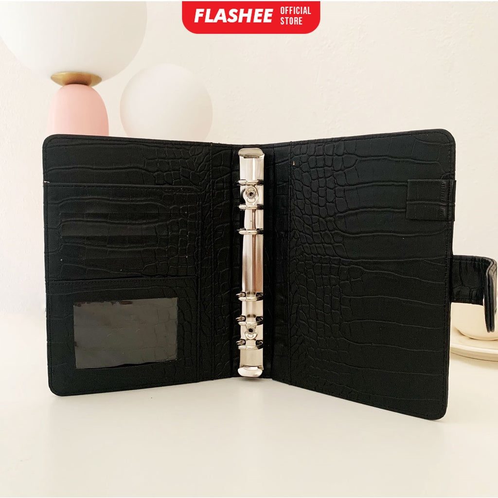 Flashee Binder Polos Phoebe A6 Eksklusif Croco A6 6 Ring Agenda A6 Croco 6 Ring  Binder A6 Organizer