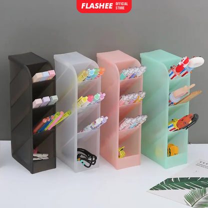 Flashee Rak Meja Mini 4 Sekat Tempat Penyimpanan Serbaguna Rak ATK Meja Kantor