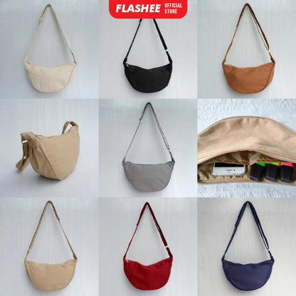 Flashee Tas Selempang Bahu Berbahan Nilon Sling Bag Setengah Bulan Uniseks