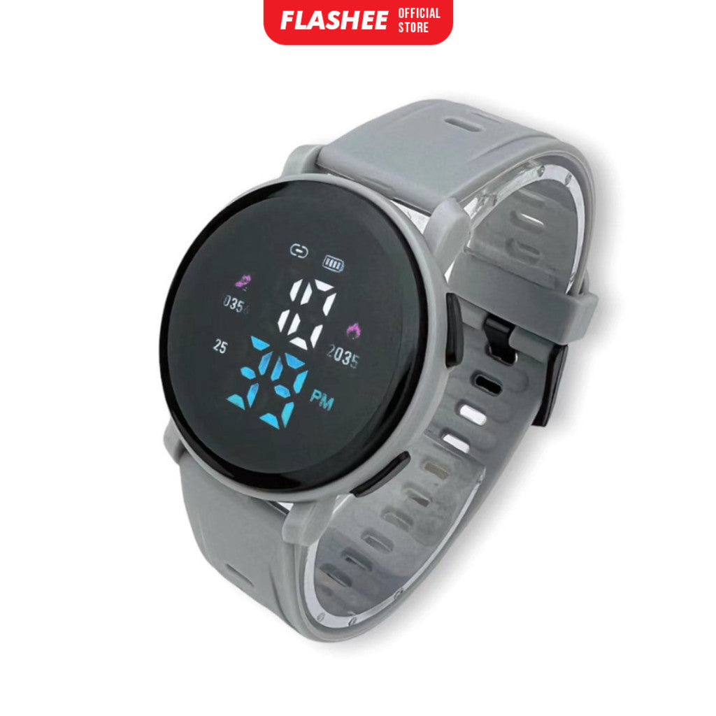 Flashee Jam Tangan Luca Wanita Pria Digital Rubber Bulat LED Watch