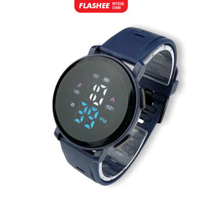 Flashee Jam Tangan Luca Wanita Pria Digital Rubber Bulat LED Watch