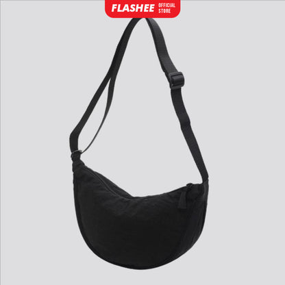 Flashee Tas Selempang Bahu Berbahan Nilon Sling Bag Setengah Bulan Uniseks