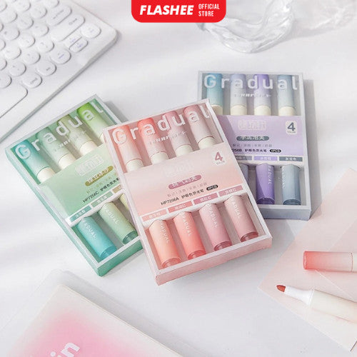 Flashee 1 Set 4pcs Highlighter Stabilo Warna Warni Pastel Spidol Highlighter