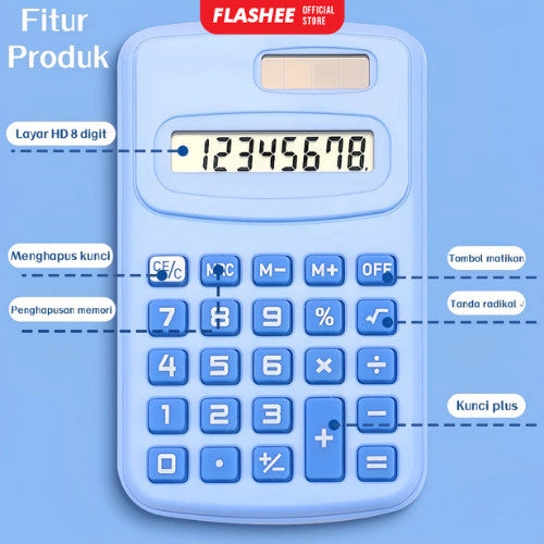 Flashee Kalkulator Kalkulator Mini 8 Digit Warna Pastel  Kalkulator Saku Sekolah Kantor