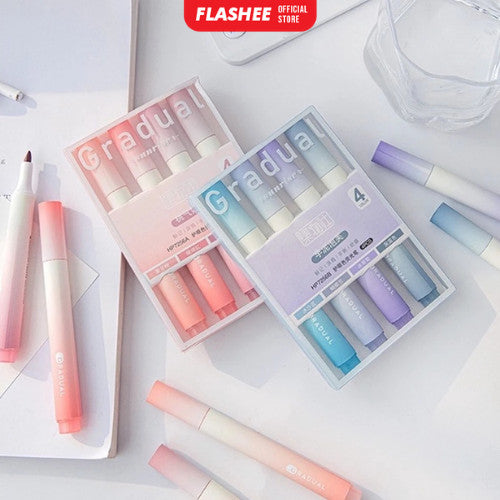 Flashee 1 Set 4pcs Highlighter Stabilo Warna Warni Pastel Spidol Highlighter