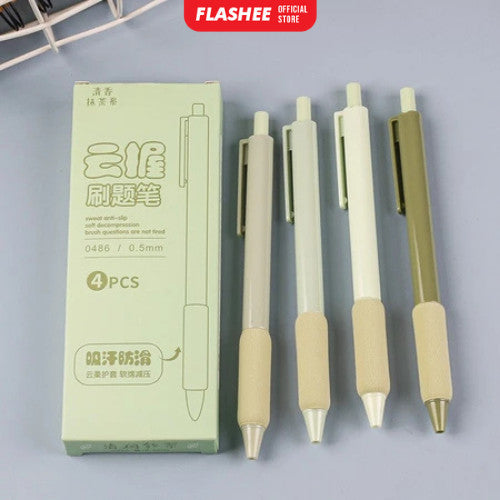 Flashee Pulpen Pastel Motif Polos Set Isi 4pcs Pulpen Gel Mekanik 0.5mm