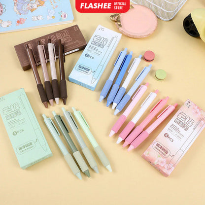 Flashee Pulpen Pastel Motif Polos Set Isi 4pcs Pulpen Gel Mekanik 0.5mm