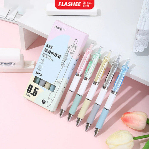 Flashee 5 Pcs Pulpen Gel Mekanik 0.55mm Ballpoint Mekanik Pulpen Set