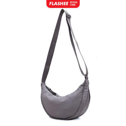 Flashee Tas Selempang Bahu Berbahan Nilon Sling Bag Setengah Bulan Uniseks
