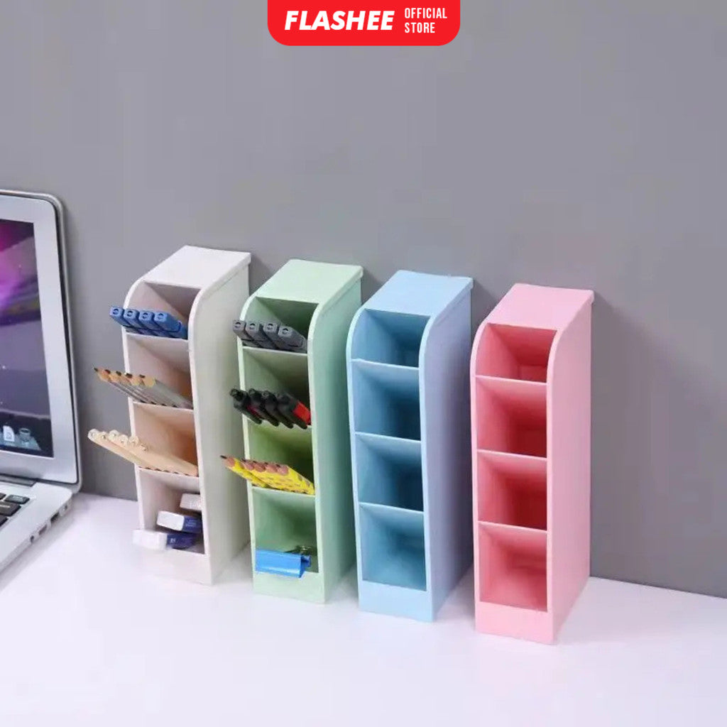 Flashee Rak Meja Mini 4 Sekat Tempat Penyimpanan Serbaguna Rak ATK Meja Kantor