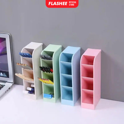 Flashee Rak Meja Mini 4 Sekat Tempat Penyimpanan Serbaguna Rak ATK Meja Kantor