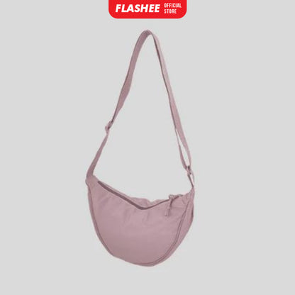 Flashee Tas Selempang Bahu Berbahan Nilon Sling Bag Setengah Bulan Uniseks