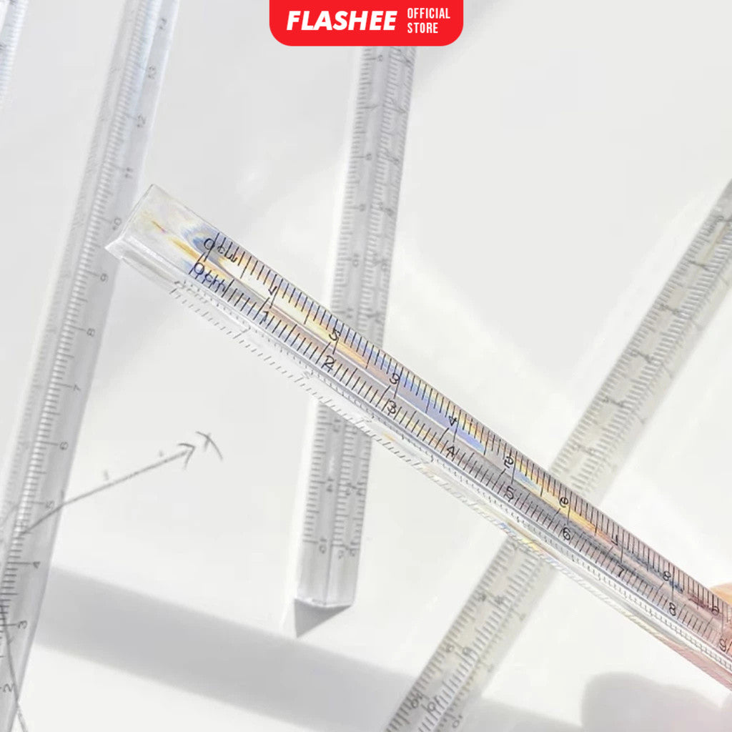 Flashee Penggaris Transparan Triangular Penggaris Aklirik Transparan Segitiga Ruler Aesthetic
