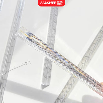 Flashee Penggaris Transparan Triangular Penggaris Aklirik Transparan Segitiga Ruler Aesthetic