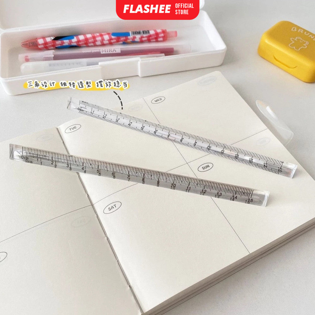 Flashee Penggaris Transparan Triangular Penggaris Aklirik Transparan Segitiga Ruler Aesthetic
