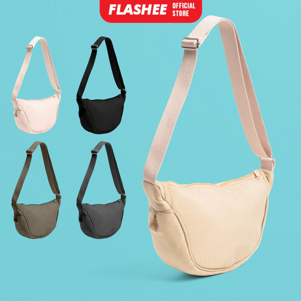 Flashee Tas Selempang Bahu Berbahan Nilon Sling Bag Setengah Bulan Uniseks