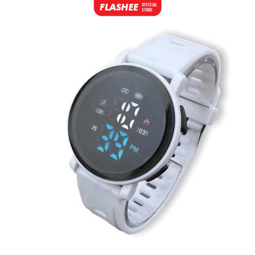 Flashee Jam Tangan Luca Wanita Pria Digital Rubber Bulat LED Watch