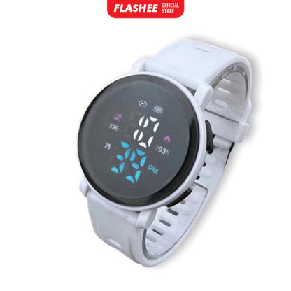 Flashee Jam Tangan Luca Wanita Pria Digital Rubber Bulat LED Watch