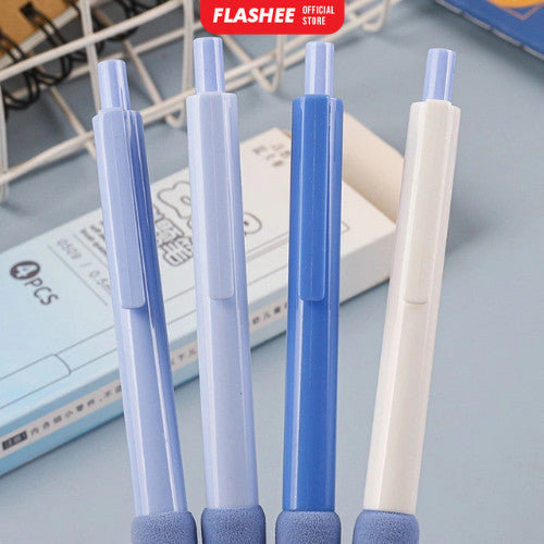 Flashee Pulpen Pastel Motif Polos Set Isi 4pcs Pulpen Gel Mekanik 0.5mm