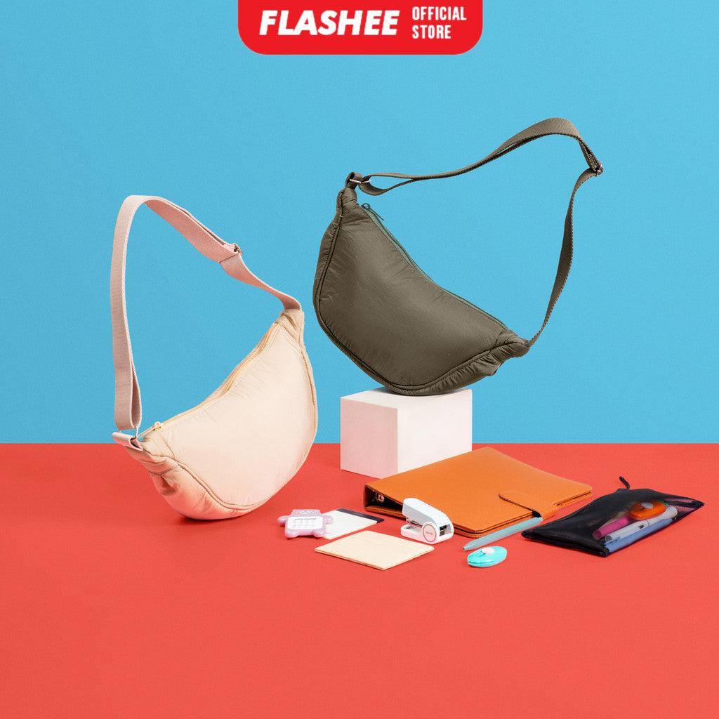 Flashee Tas Selempang Bahu Berbahan Nilon Sling Bag Setengah Bulan Uniseks