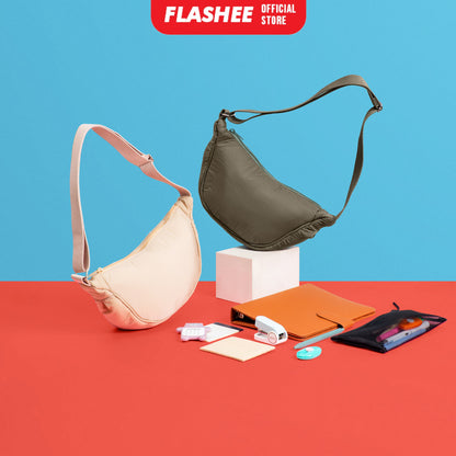 Flashee Tas Selempang Bahu Berbahan Nilon Sling Bag Setengah Bulan Uniseks