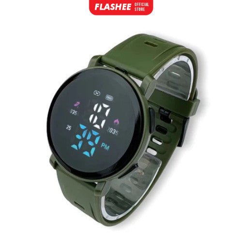 Flashee Jam Tangan Luca Wanita Pria Digital Rubber Bulat LED Watch