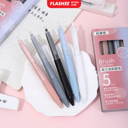 Flashee 5 Pcs Pulpen Gel Mekanik 0.55mm Ballpoint Mekanik Pulpen Set
