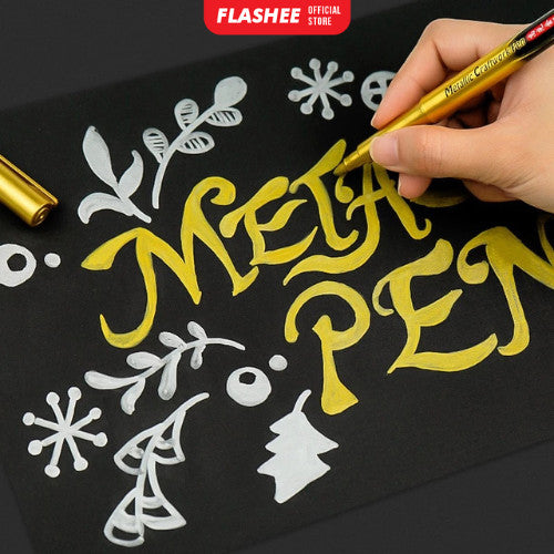 Flashee Spidol Tahan Air Warna Emas Perak Metallic Pen Gold Silver