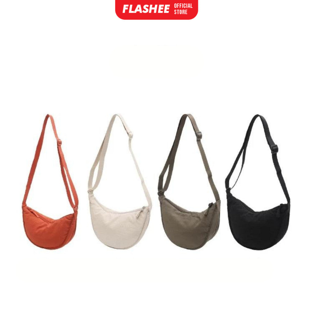 Flashee Tas Selempang Bahu Berbahan Nilon Sling Bag Setengah Bulan Uniseks