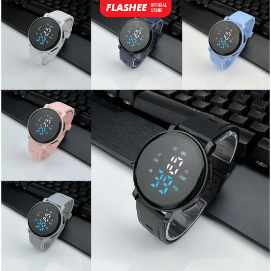 Flashee Jam Tangan Luca Wanita Pria Digital Rubber Bulat LED Watch