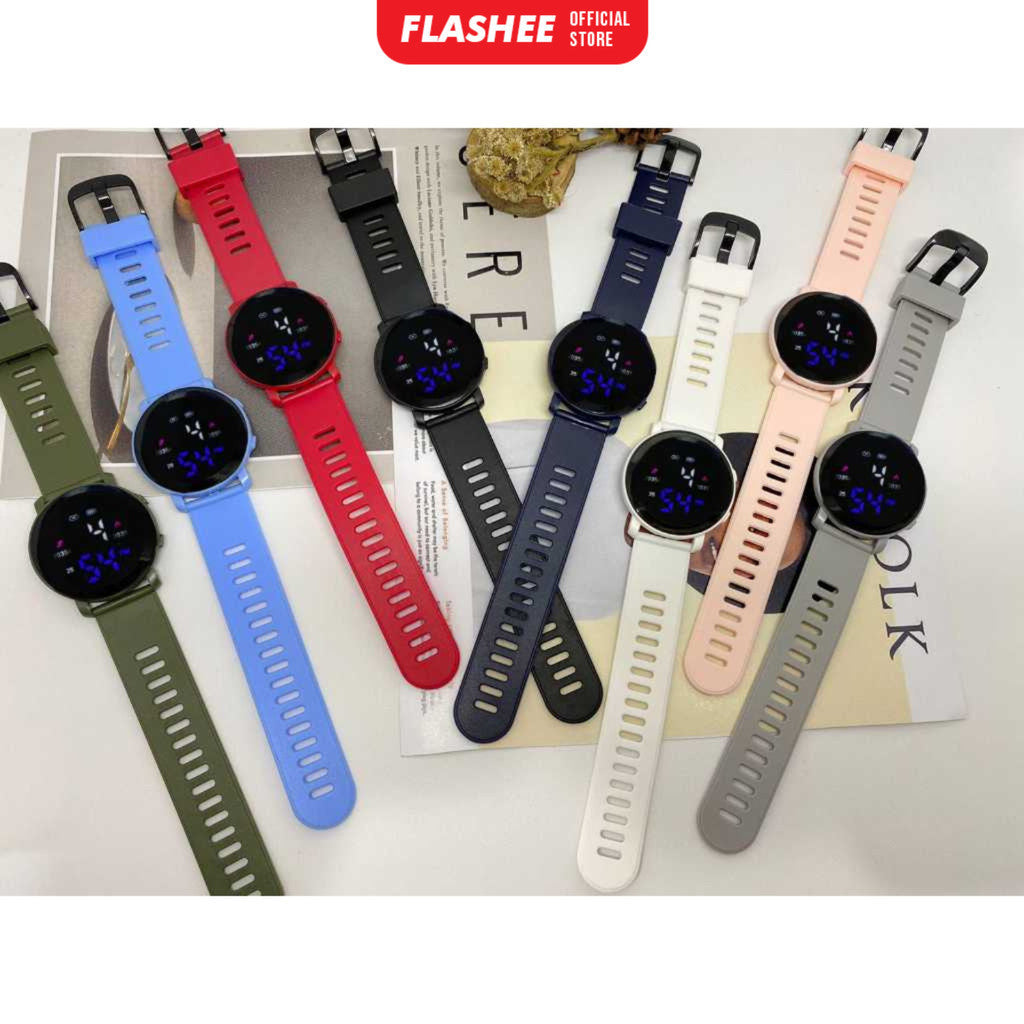 Flashee Jam Tangan Luca Wanita Pria Digital Rubber Bulat LED Watch