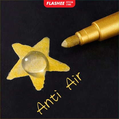 Flashee Spidol Tahan Air Warna Emas Perak Metallic Pen Gold Silver