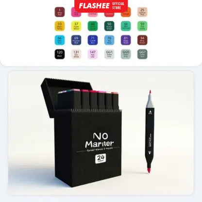 Flashee Spidol Warna Warni 1 Set Sketch Marker 2 Tip Touch Marker 24/48 Warna