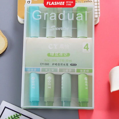 Flashee 1 Set 4pcs Highlighter Stabilo Warna Warni Pastel Spidol Highlighter