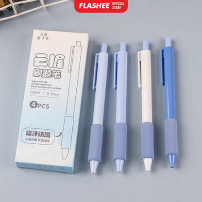 Flashee Pulpen Pastel Motif Polos Set Isi 4pcs Pulpen Gel Mekanik 0.5mm
