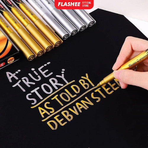 Flashee Spidol Tahan Air Warna Emas Perak Metallic Pen Gold Silver