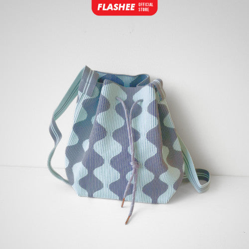 Flashee Totebag Two-Tone Tas Serut Wanita Tas Selempang Fashion Wavy Stylish