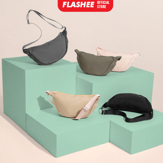 Flashee Tas Selempang Bahu Berbahan Nilon Sling Bag Setengah Bulan Uniseks