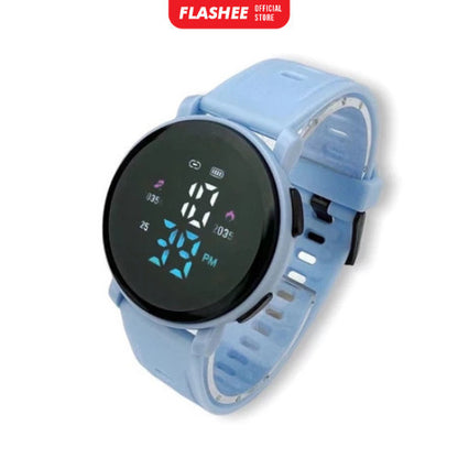 Flashee Jam Tangan Luca Wanita Pria Digital Rubber Bulat LED Watch