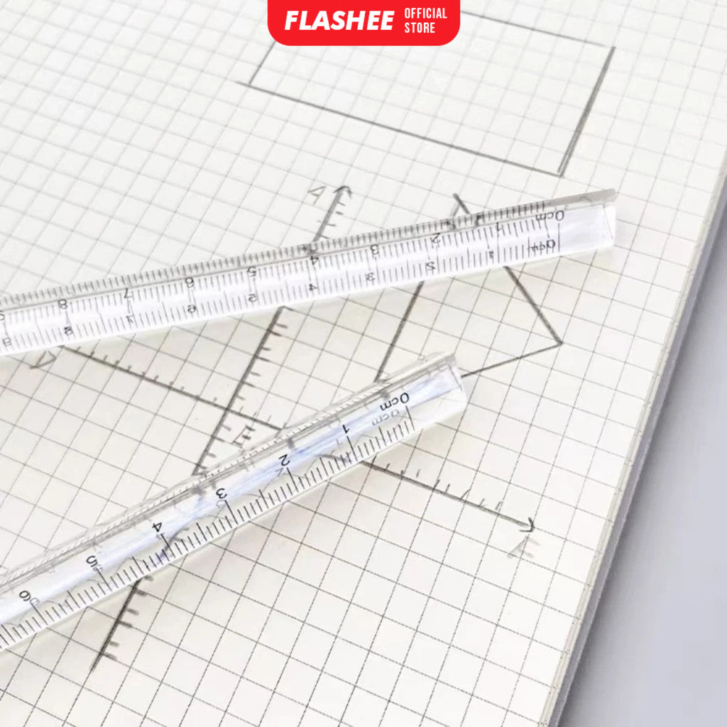 Flashee Penggaris Transparan Triangular Penggaris Aklirik Transparan Segitiga Ruler Aesthetic