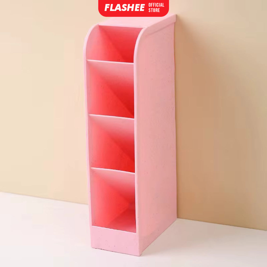 Flashee Rak Meja Mini 4 Sekat Tempat Penyimpanan Serbaguna Rak ATK Meja Kantor