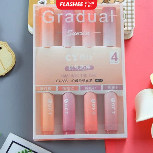 Flashee 1 Set 4pcs Highlighter Stabilo Warna Warni Pastel Spidol Highlighter